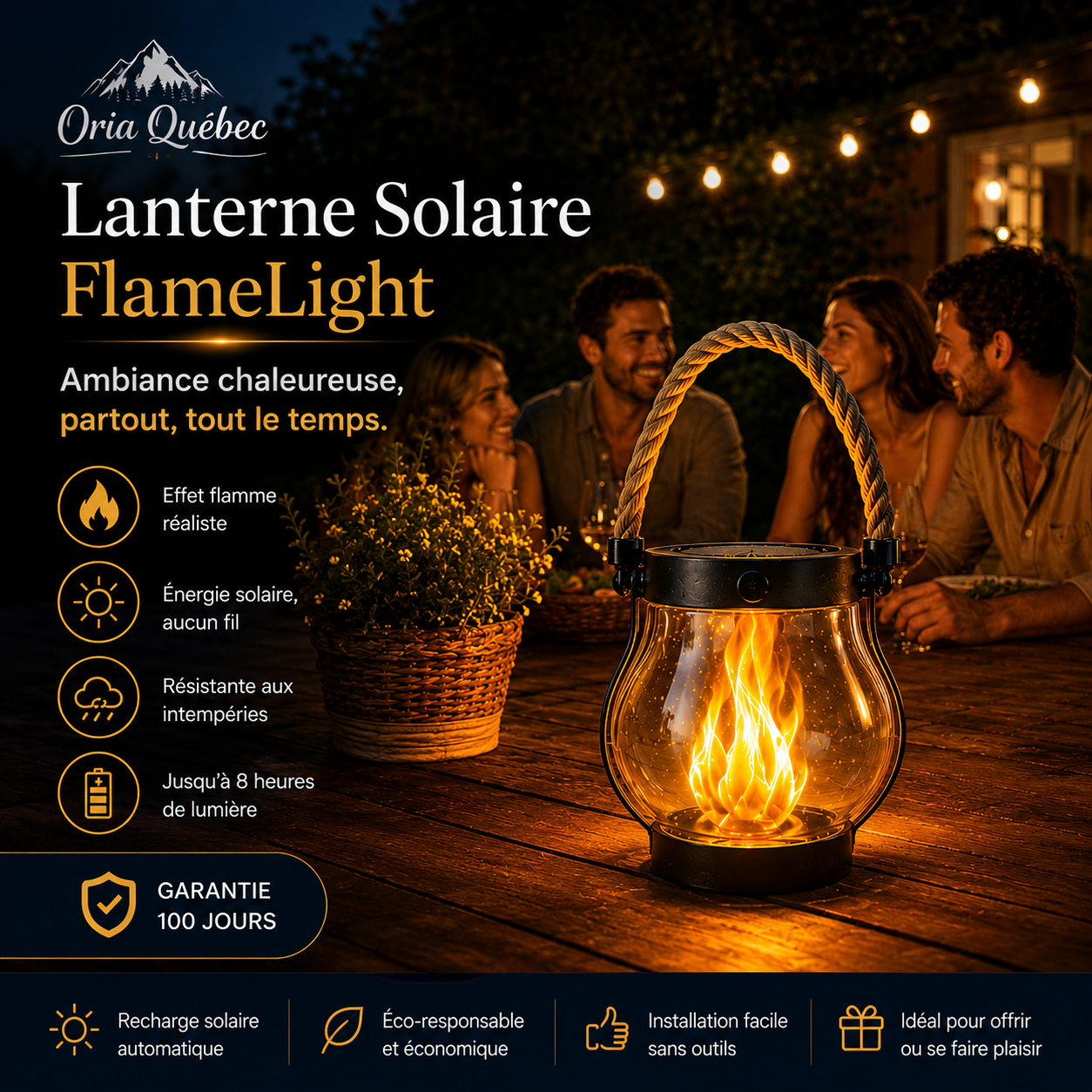 Lanterne Solaire FlameLight – Ambiance chaleureuse partout