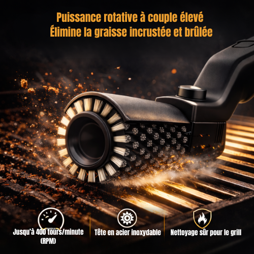 TurboGrill Pro™ – Nettoyeur Électrique BBQ 400 RPM, Sans Fil et Rechargeable