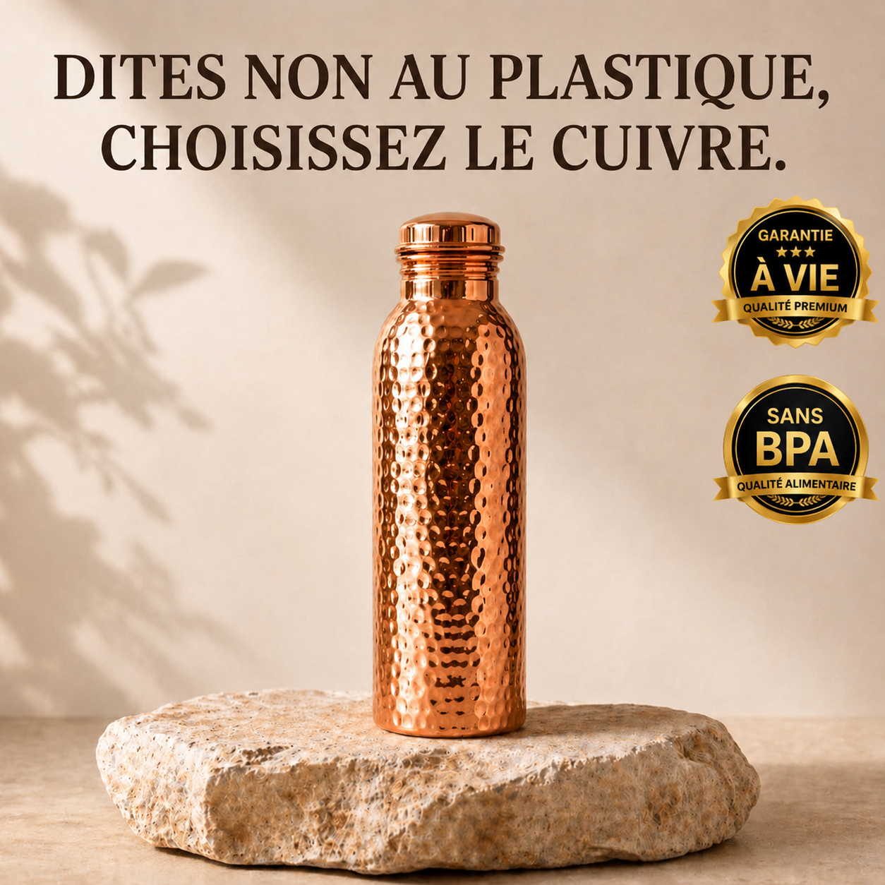Gourde en Cuivre – SURYA™ | L’Eau Purifiée Naturellement, Sans Plastique